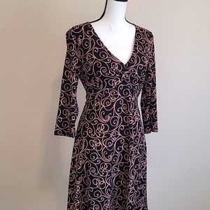 Black Pink Dress V-neck M